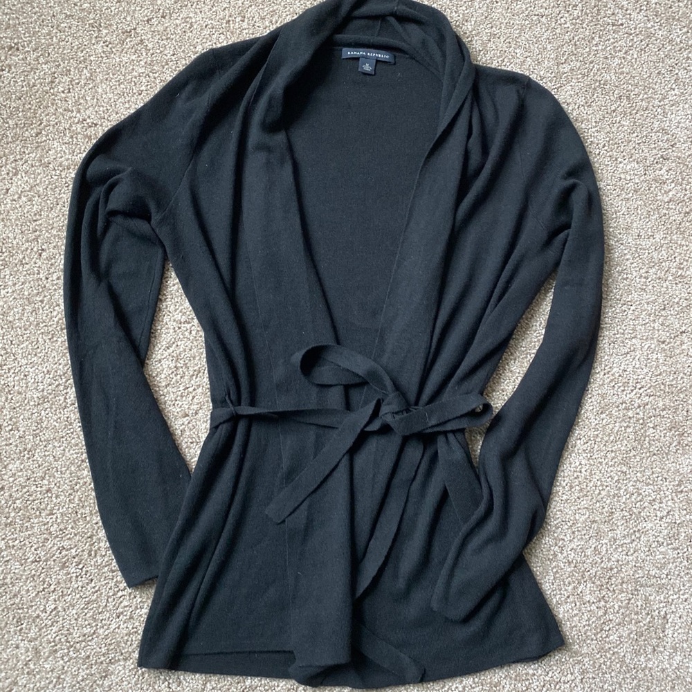 Banana Republic soft black shawl neck wrap sweater